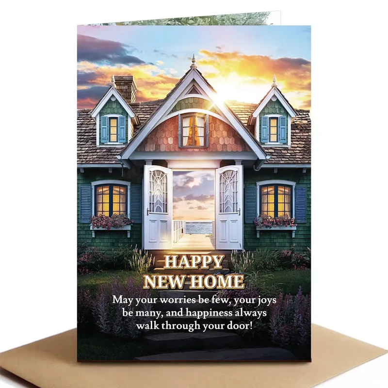 Cottage House Sunset Card for a Fresh Start in Your New Home