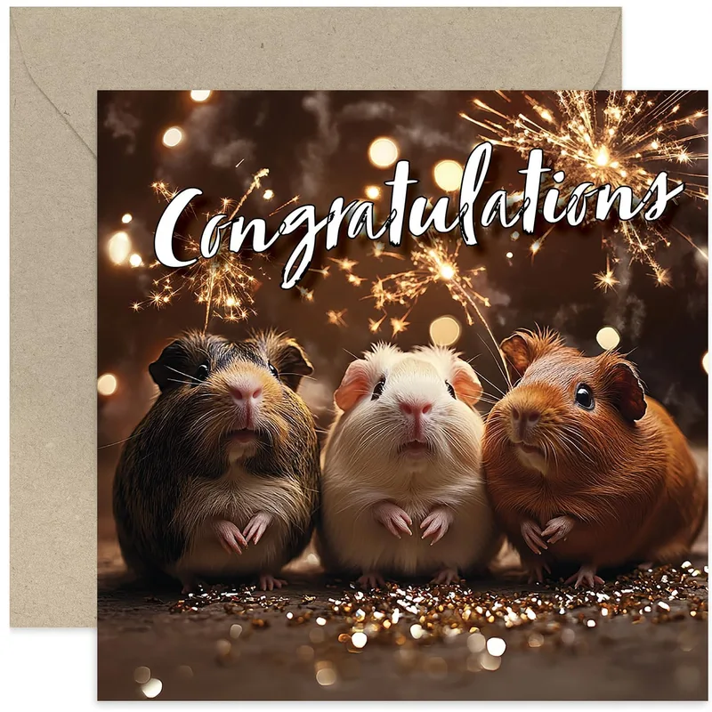 Guinea Pig Congratulations Card with Sparklers