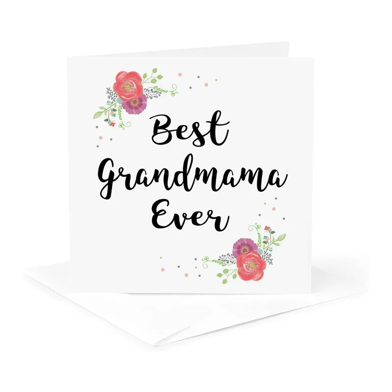 Best Grandma Ever Card: Floral Corners Design