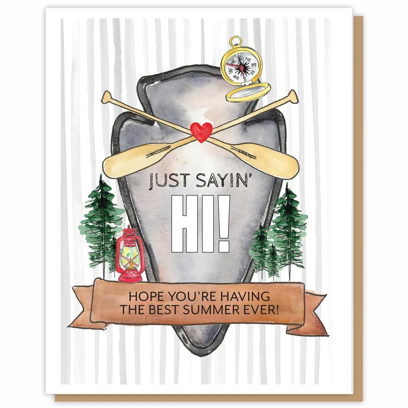 Summer Hi Card with Paddles, Compass and Lantern