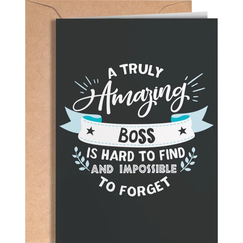 White Script Typography Dark Card for Boss Appreciation and Farewell