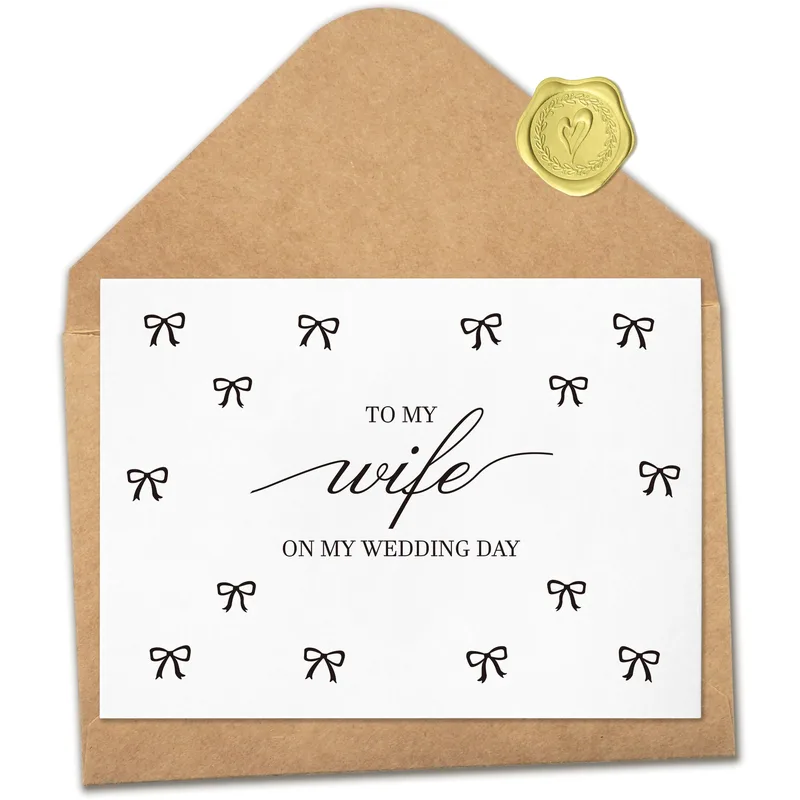Black Bows Pattern Card for Groom to Wife on Wedding Day