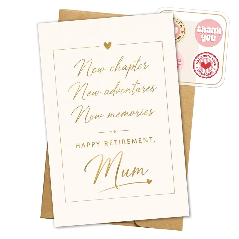 Retired Mum Card Celebrating Her Next Chapter with Gold Script