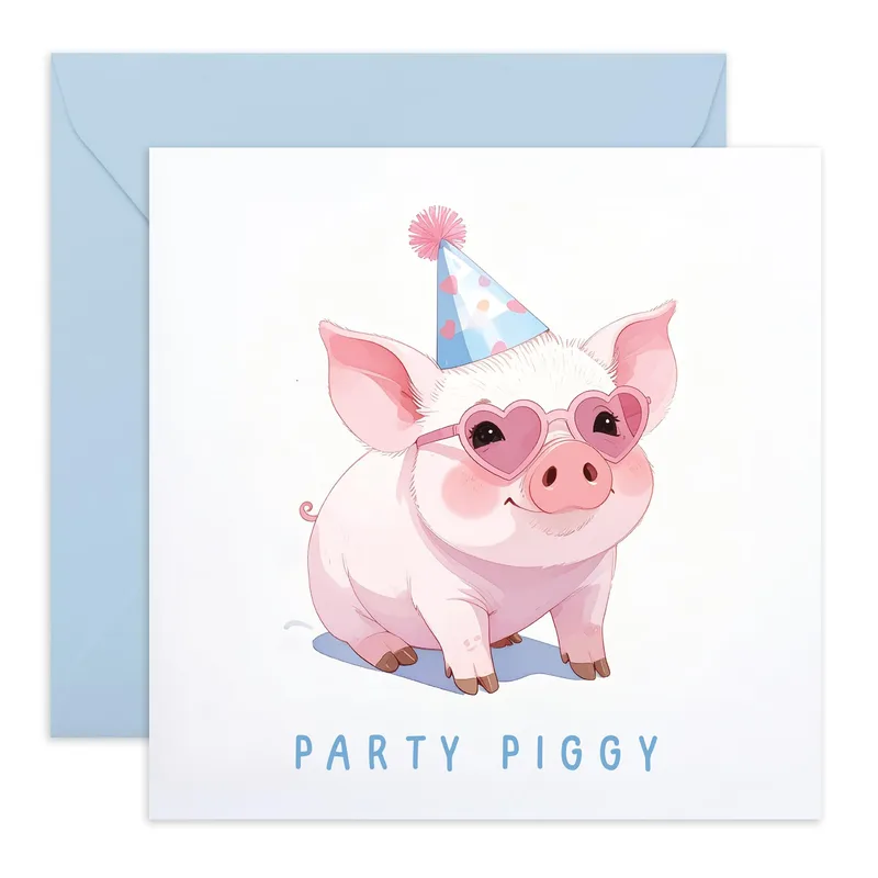 Pig Party Hat Thinking of You Card Celebrates a Fun Piggy