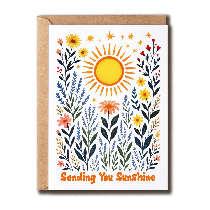 Colorful Sun Flowers Encouragement Card for Brightening Days