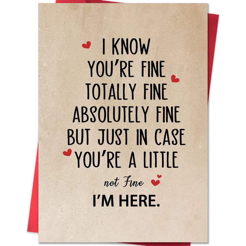Kraft Brown Hearts Encouragement Card features bold text