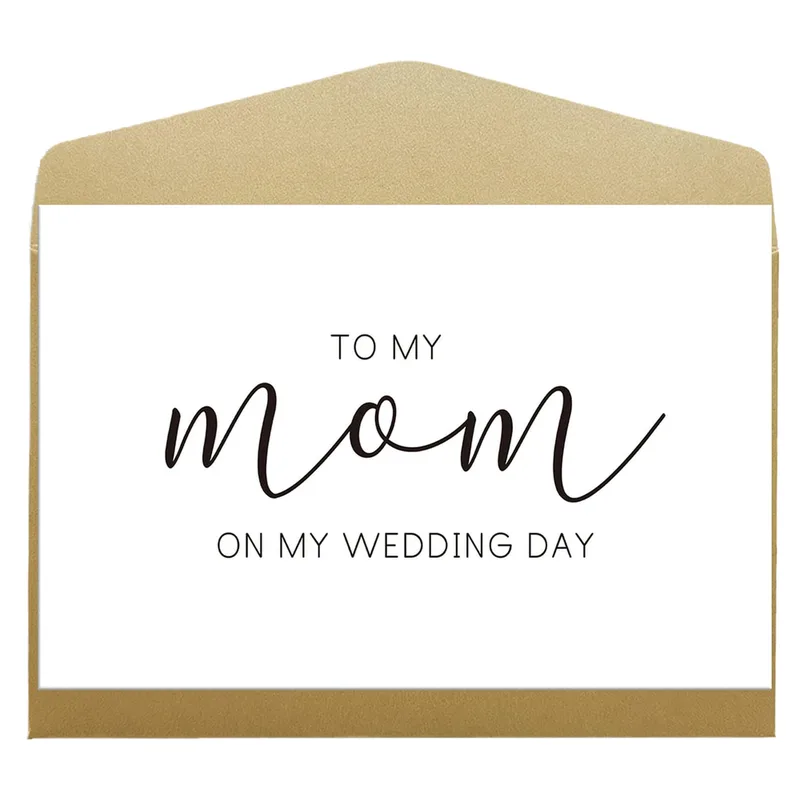 Minimal Black Script Wedding Card for Mom