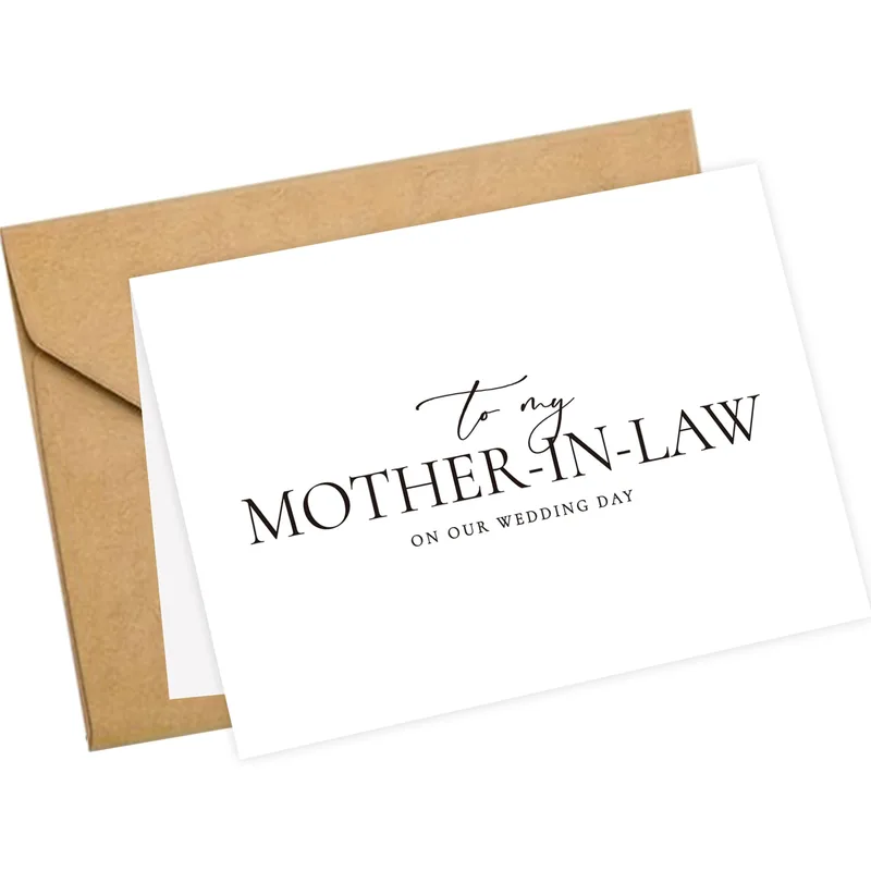 Script White Card Wedding Card for Mother-in-Law Sentiment