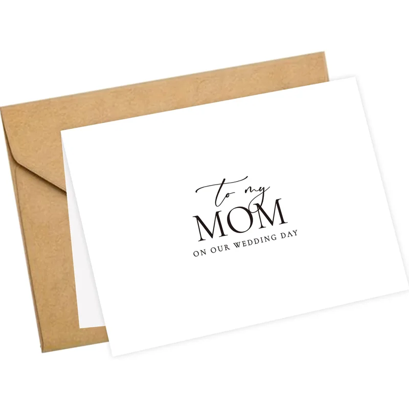 Minimal Script White Card for Mom Wedding Tribute