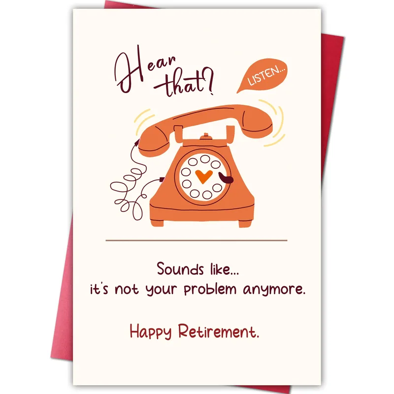 Orange Retro Telephone Retirement Card for Bosses and Family