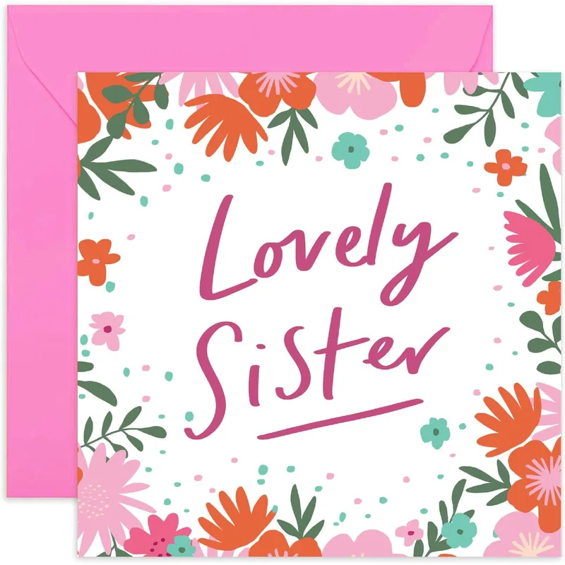 Pink Floral Border Friendship Card Celebrating a Special Sister