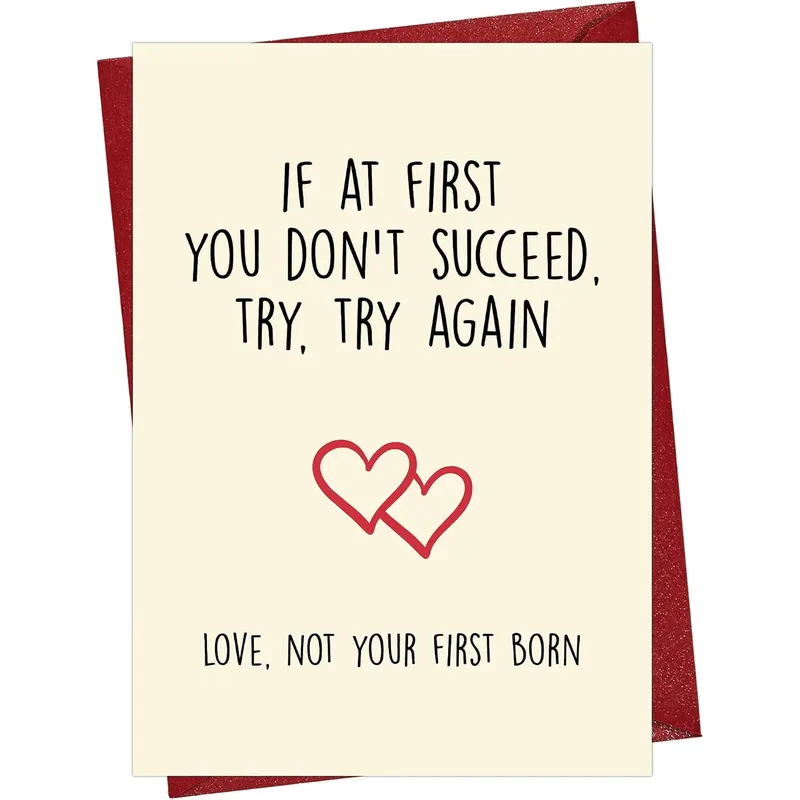 Cream Red Hearts Typography Card for Parents Who Need Humor
