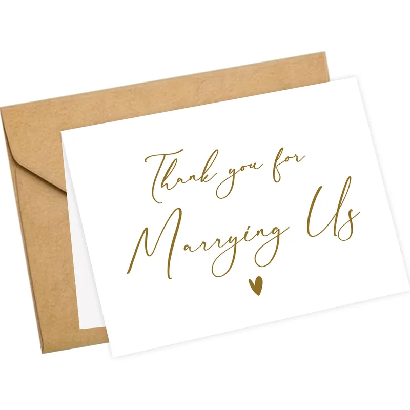 Gold Script White Card: Thank You for Marrying Us Wedding Note