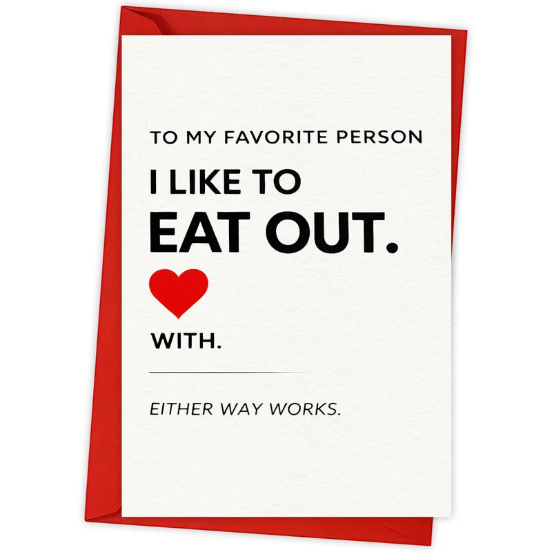 Red Heart Typography Love Card for Foodie Couples