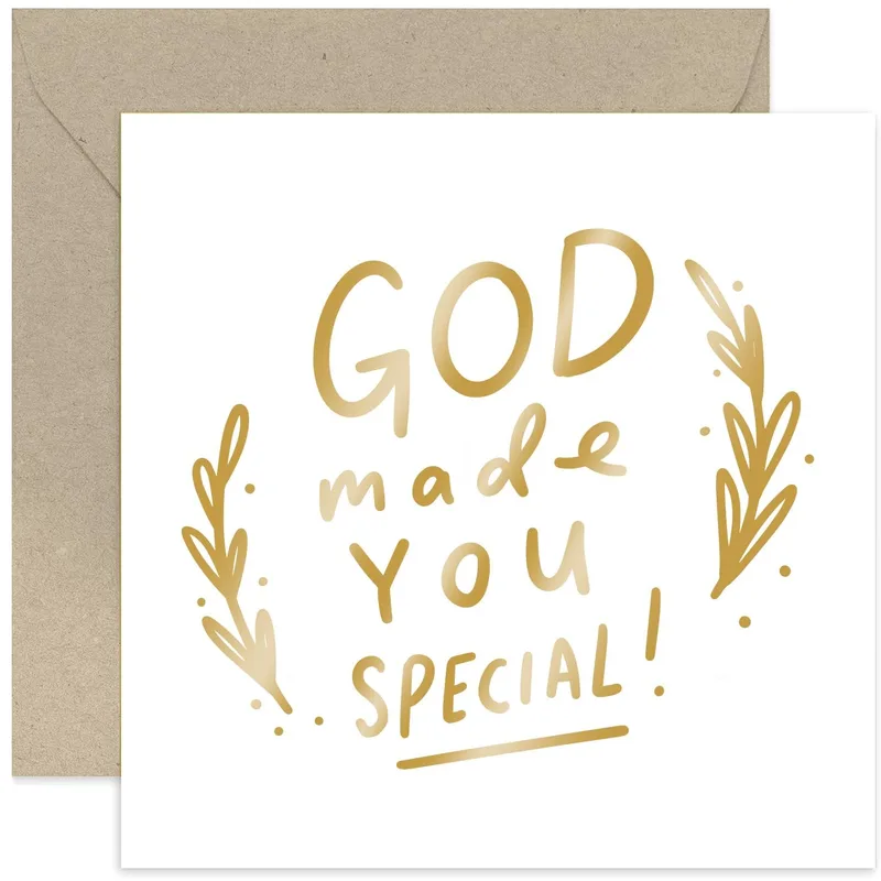 Gold Script Cream Card: God Made You Special Faith Design
