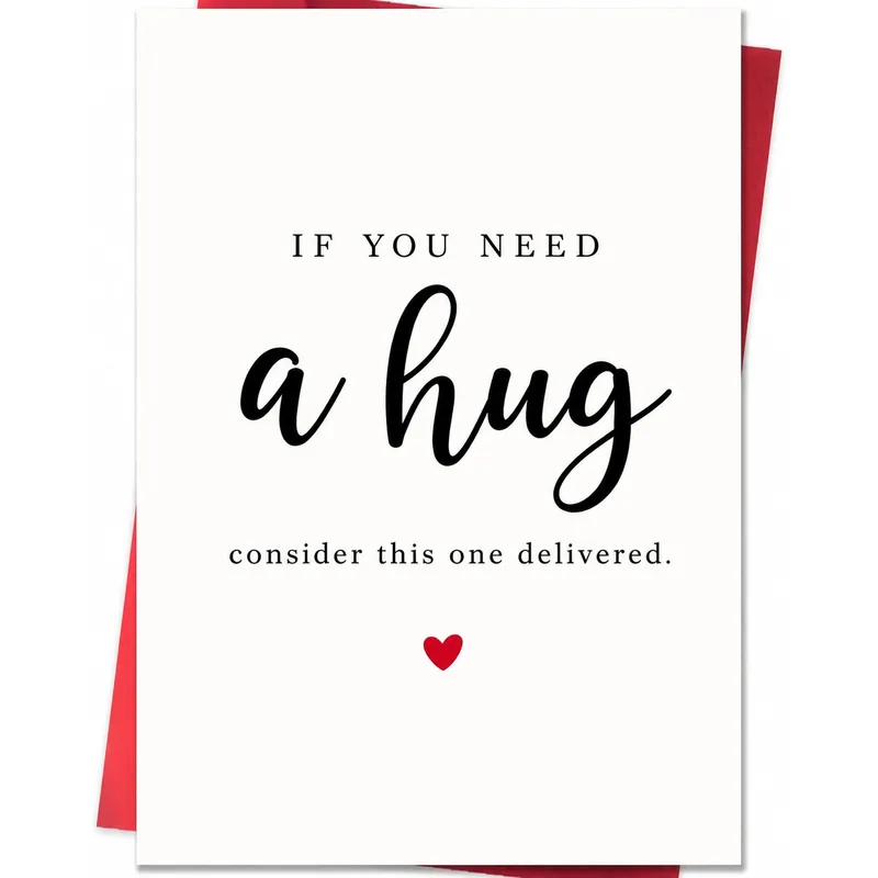 Script Minimal Card Friendship Card: A Hug Considered Delivered