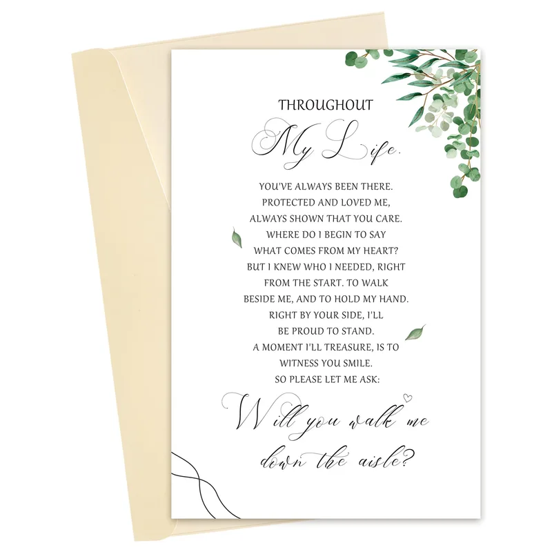 Corner Poem Card Wedding Card for Walking Me Down the Aisle