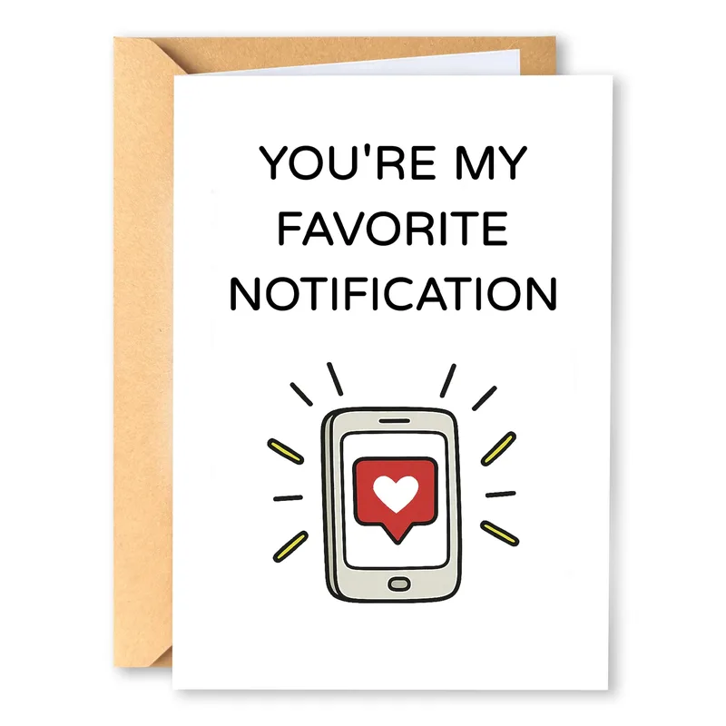 Phone Heart Notification Love Card for Tech-Savvy Partners