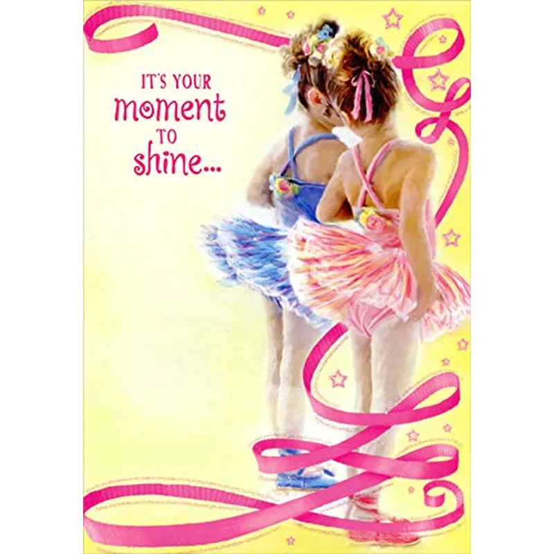 Ballerina Pink Ribbon Congratulations Card for Dance Recitals