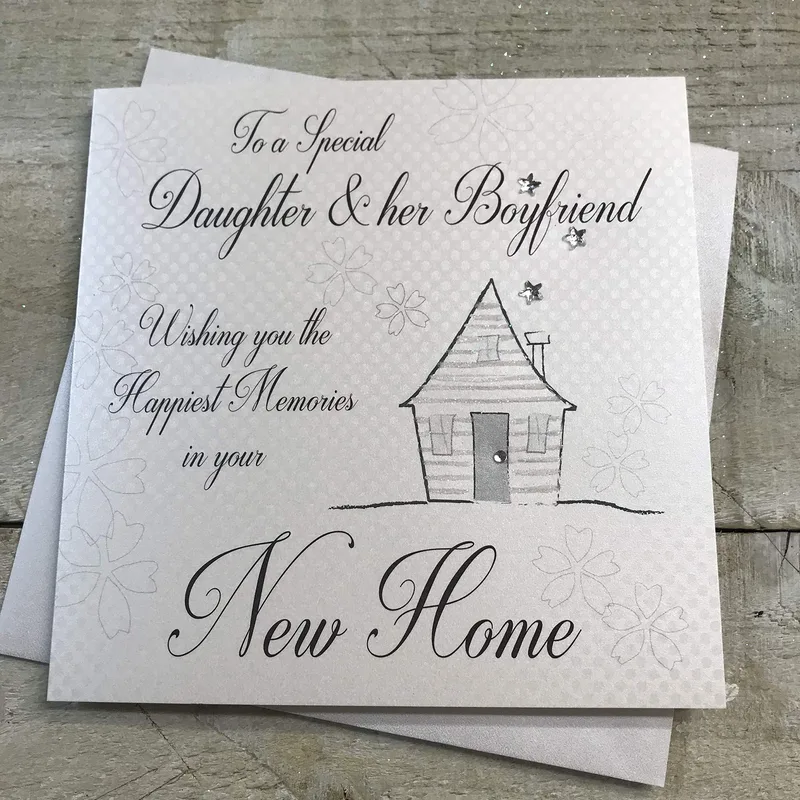 Grey House Sketch New Home Card for Daughter and Partner