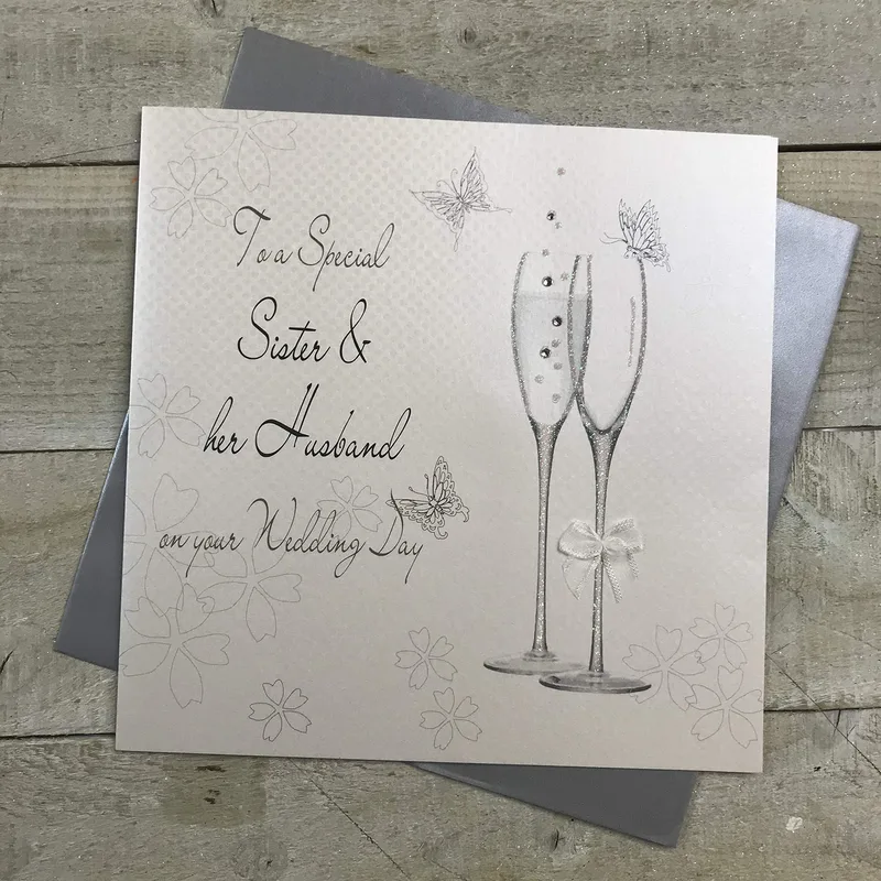 Champagne Flutes Sketch Card for a Sister and Her Husband