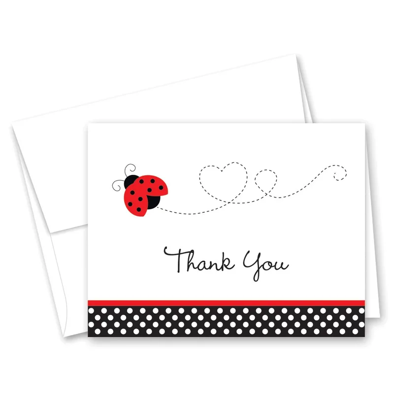 Ladybug Hearts Trail Thank You Card for Sweet Gratitude