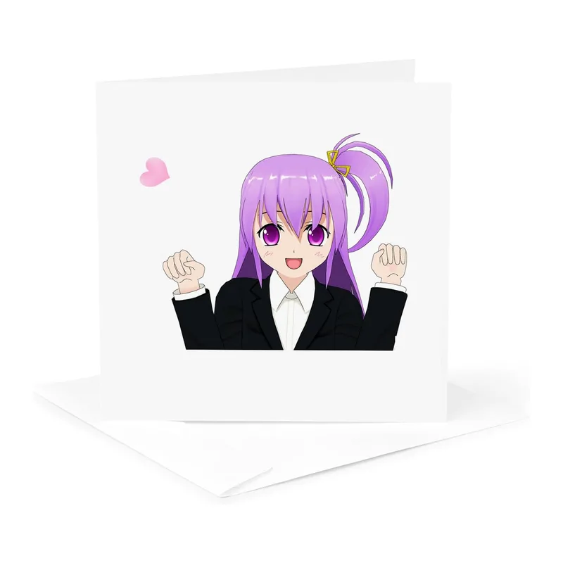 Purple Hair Anime Girl Card: Celebrating Retirement with Style