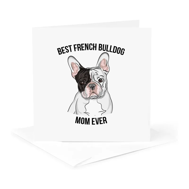 Black White Bulldog Illustration Card for the Best Mom