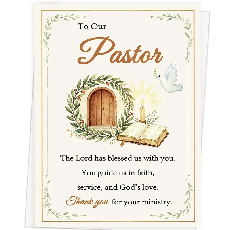 Door Open Bible Thank You Card for Pastoral Appreciation