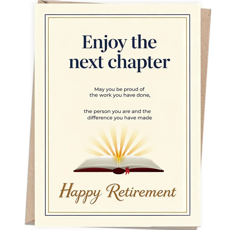 Open Book Sunrise Retirement Card Celebrating a New Chapter