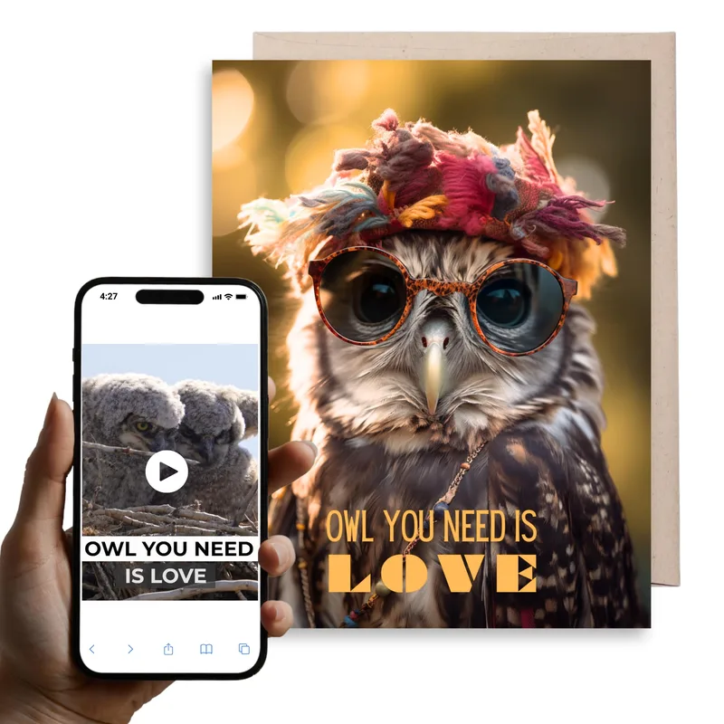 Owl Sunglasses Tan Love Card: A Punny Greeting for Bird Lovers