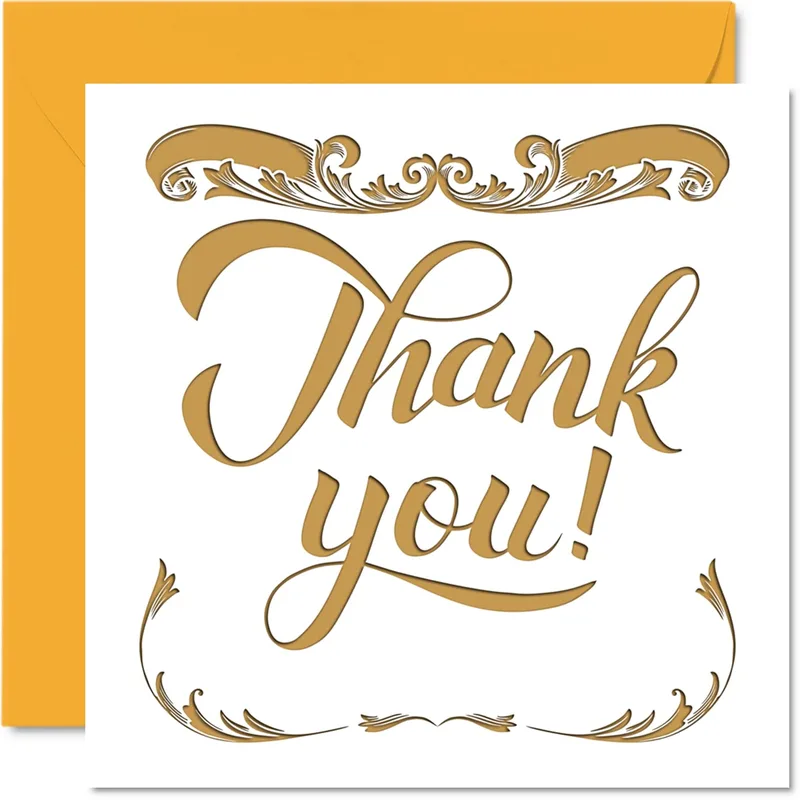 Gold Script Thank Card for Elegant Gratitude