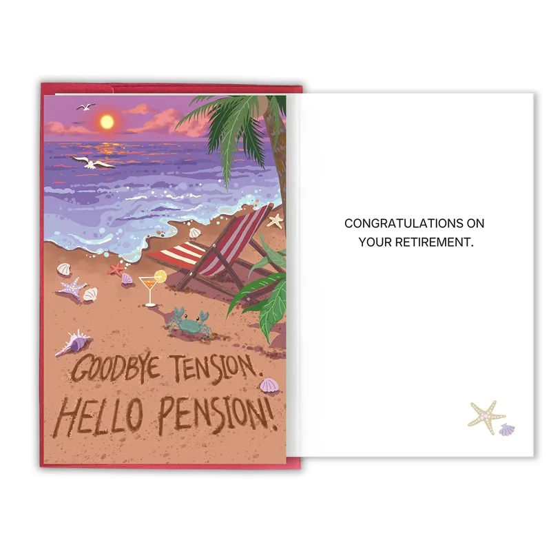 Beach Scene Sunset Retirement Card for a Relaxed Farewell