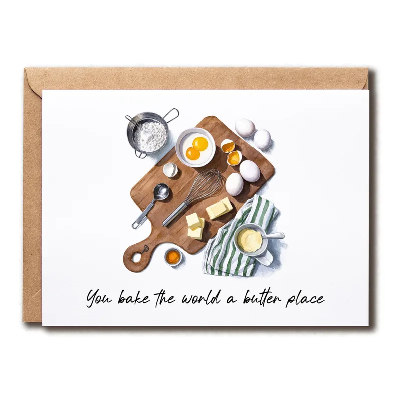 Baking Flat Lay Kitchen Card: You Bake the World a Butter Place