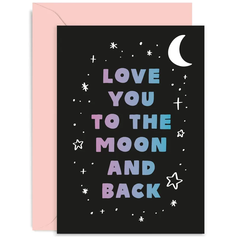 Moon Stars Purple Love Card for Cosmic Sentiment