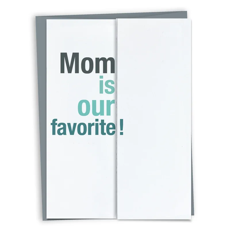 Gray Fold-Out Typography Love Card for Mom Is Our Favorite