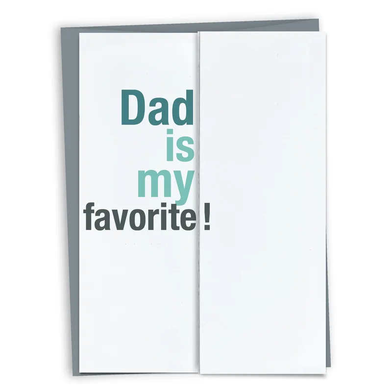 Teal Gray Fold-Out Typography Card Celebrates Dad With A Secret Reveal