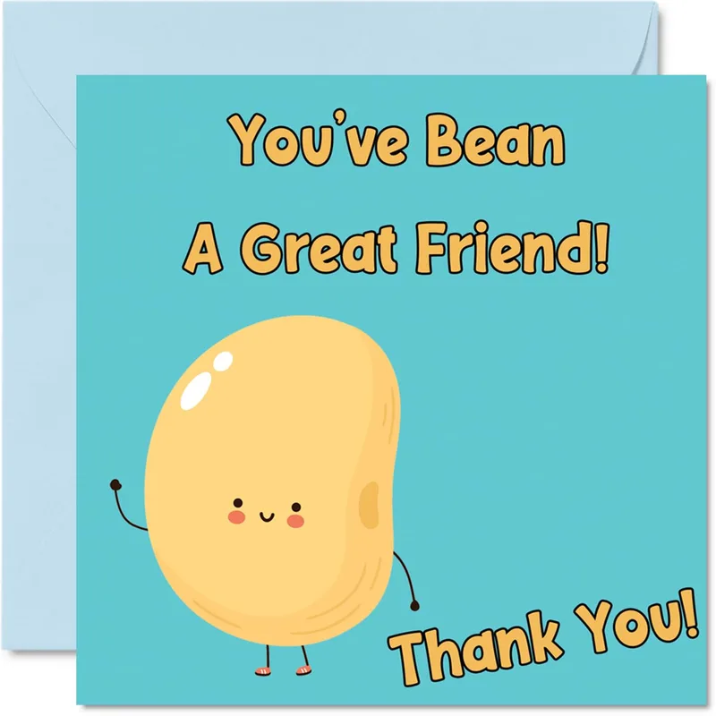 Bean Teal Background Friendship Card: A Cute Pun for a Special Buddy
