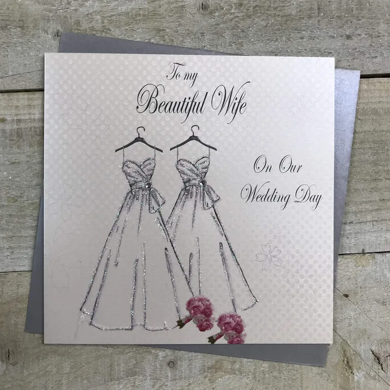 Two Wedding Dress Sketches Card for a Spouse
