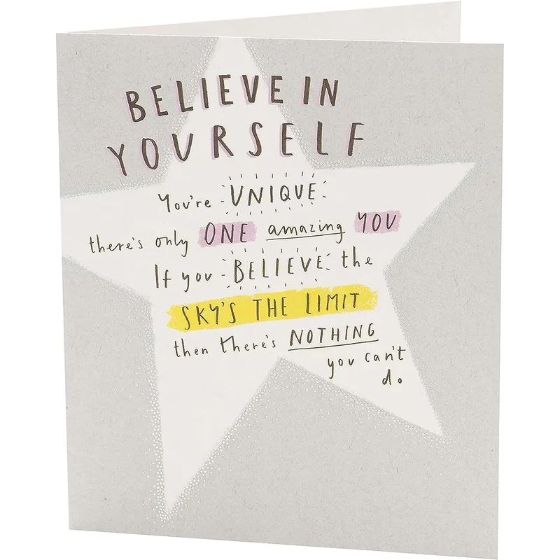 Gray Star Handwritten Encouragement Card – Greeting Card in natural