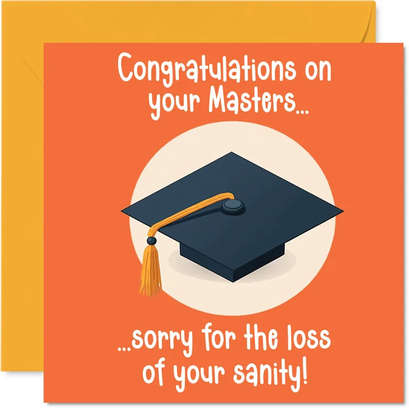 Graduation Cap Icon Congratulations Card for Masters Degree Humor