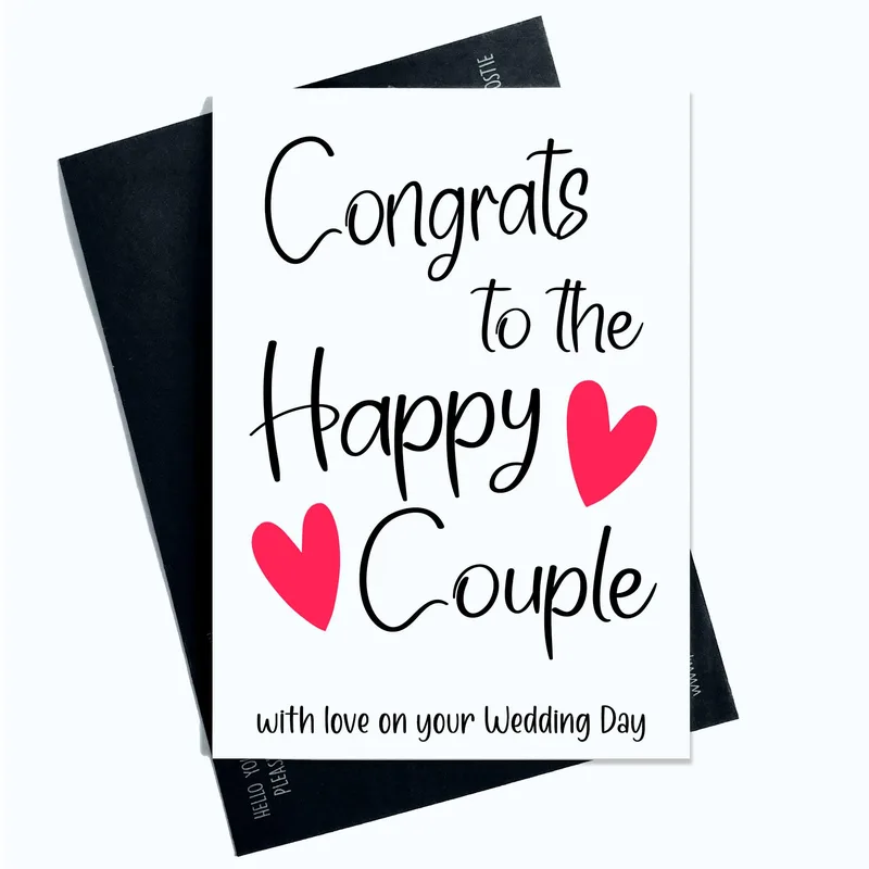 Envelope Pink Hearts Wedding Card: Congrats to the Happy Couple Design