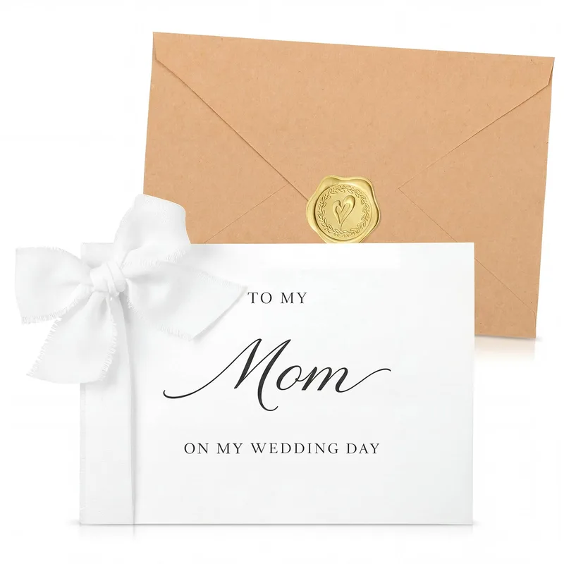 Gold Wax Seal Wedding Card for Mom on My Wedding Day