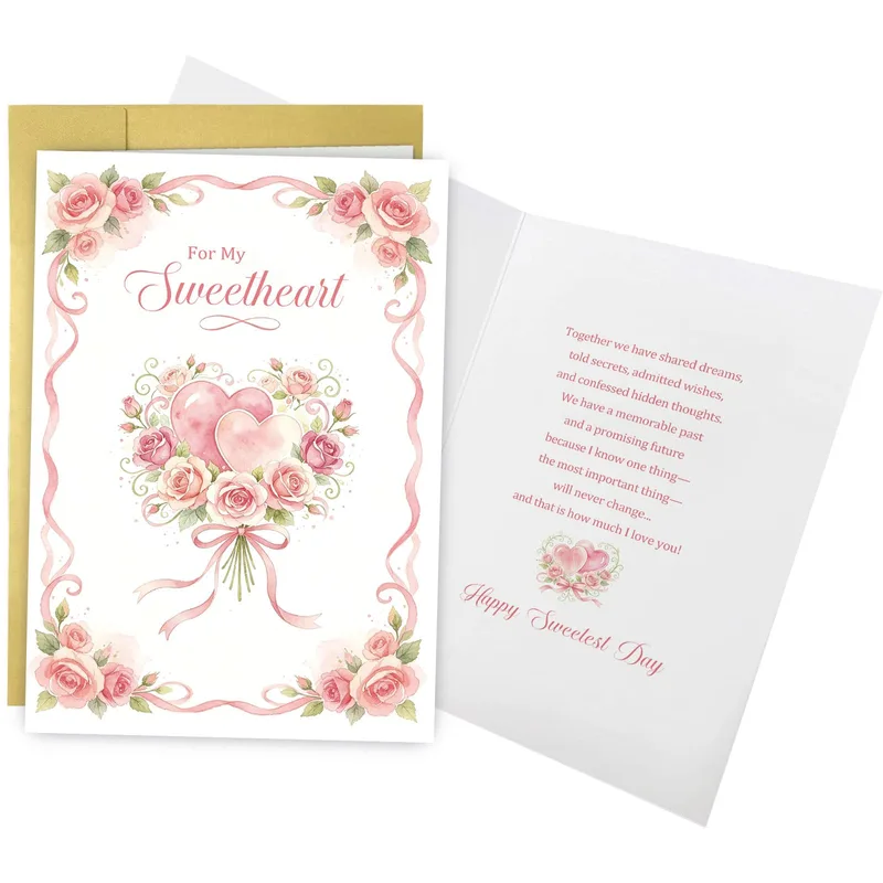 Roses Bow Border Love Card for Sweetheart Celebrations