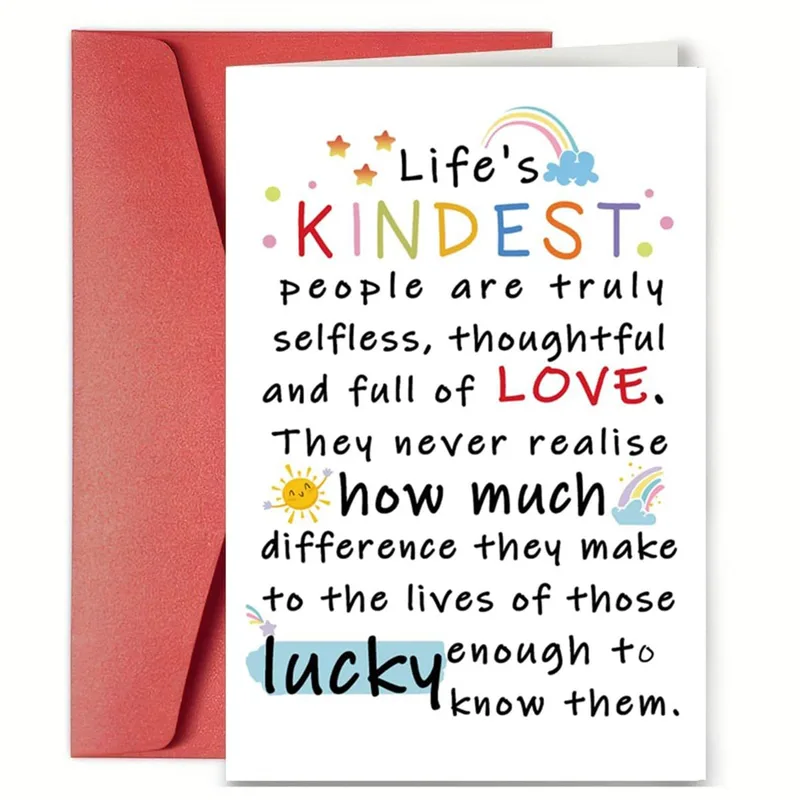 Rainbow Colorful Typography Card for the Kindest Person in Your Life