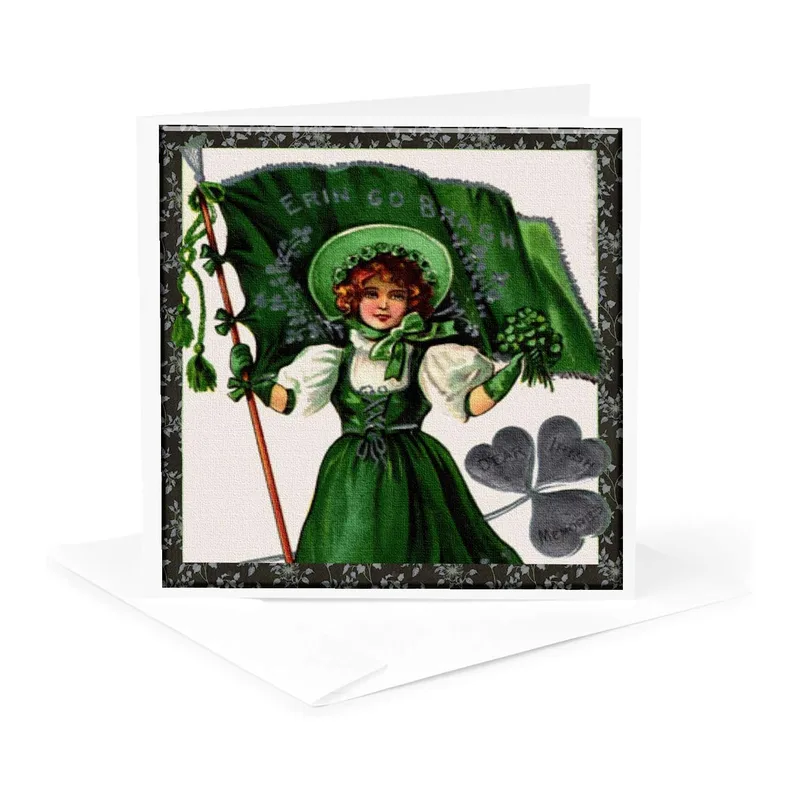 Vintage Irish Lady Flag Card: A Retro Greeting for Her Retirement