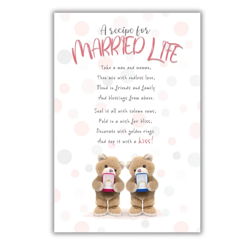 Bears Recipe Poem Wedding Card featuring a recipe
