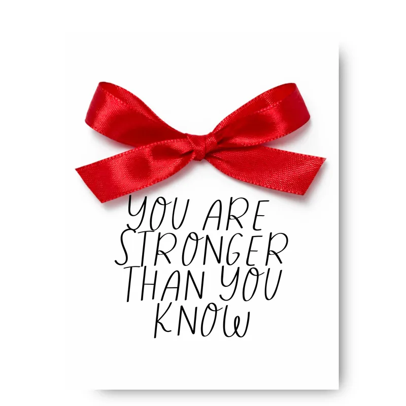 Red Bow Minimalist Encouragement Card – Greeting Card in natural