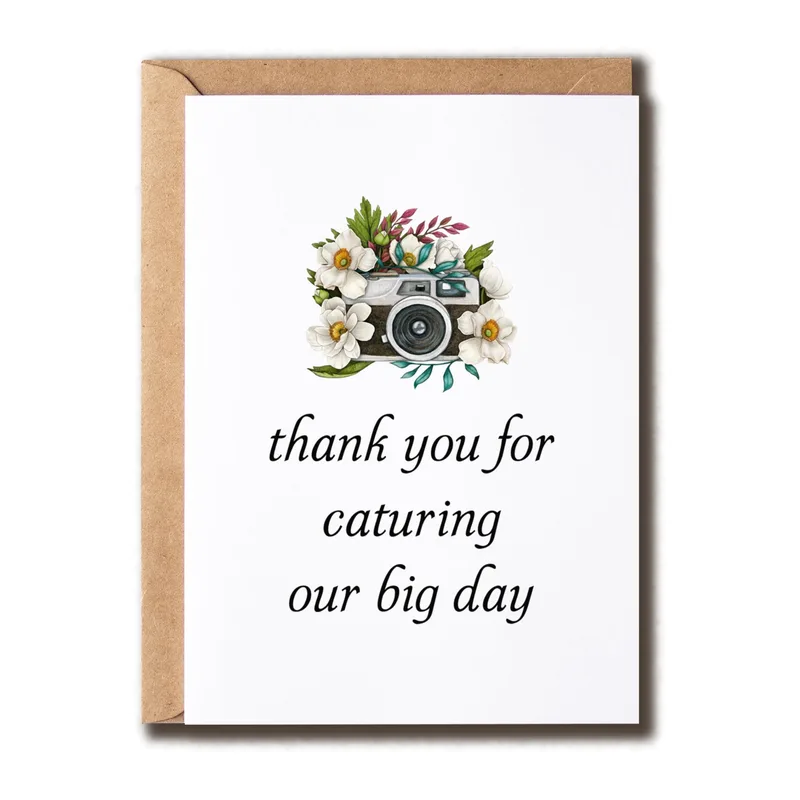 Camera Flower Wreath Thank You Card for the Photographer