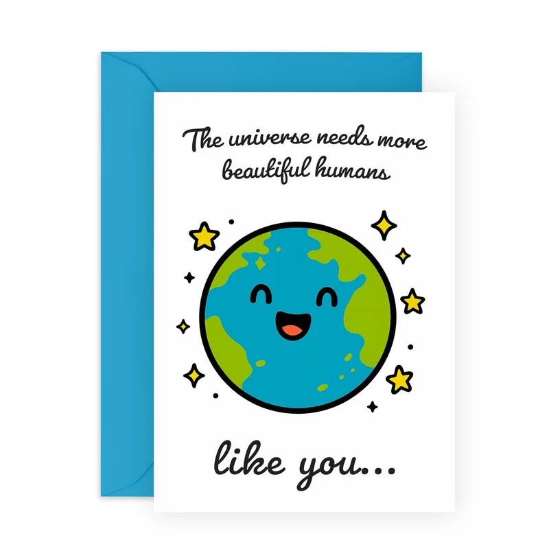 Smiling Earth Stars Friendship Card: A Universe of Beautiful Humans